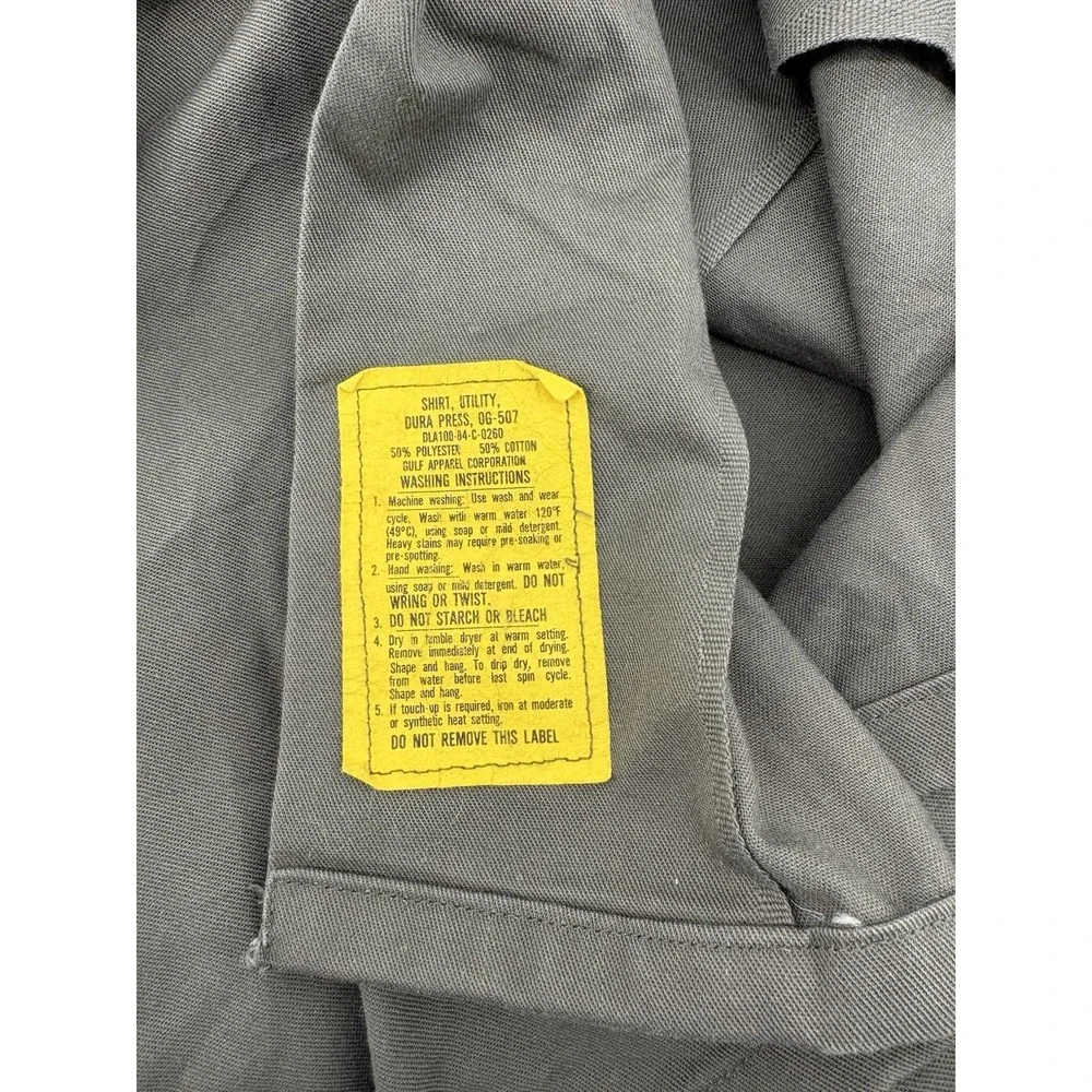 US Air‎ Force OG-507 Utility Shirt Vintage 70s Military Olive Green Vietnam Poly